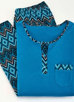 Zweierpack Schlafanzüge mit Brusttasche und Knopfleiste