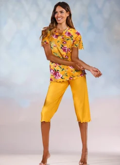 Zweierpack Schlafanzüge mit gebogten Abschlüssen und Knopfleiste