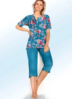 Zweierpack Schlafanzüge mit gebogten Abschlüssen und Knopfleiste