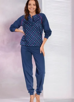 Zweierpack Schlafanzüge mit Pünktchendessin und Bündchen