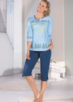 Zweierpack Schlafanzüge mit 3/4-langen Ärmeln und wadenlanger Hose