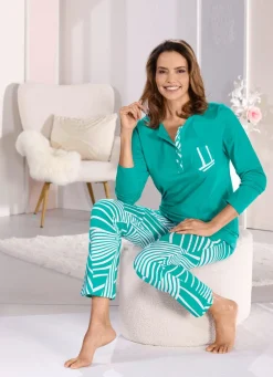 Zweierpack Schlafanzüge von Laurina mit Knopfleiste